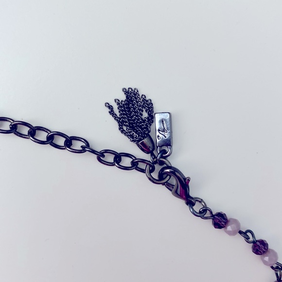 💜CRYSTAL BEADED Necklace & Bracelet Set in Smoky Purple with iridescent charms - Picture 4 of 6